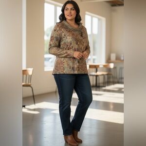 Made Whit Love,Floral Patterned Women's Sweater, XL